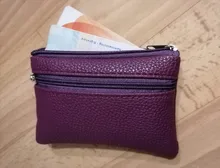 Cartera pequeña de cuero para hombre y mujer, monedero multifuncional con cremallera de cuero, tarjetero, monedero # L20