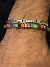 RINHOO pulsera de Chakra, joyería hecha a mano, piedras naturales Multicolor tubo cuentas brazalete pulsera de cuero, pulseras para parejas regalos