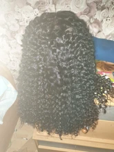 Mongol Afro rizado Pelo Rizado de la onda de agua 3 mechones con cierre cabello humano brasileño armadura paquete negro las mujeres XISHIXIU