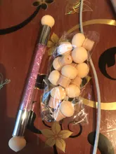 1 pincel para degradar el color de las uñas, con doble punta de esponja y mango con diamantes de imitación, accesorio apto para el degradado del esmalte de uñas artísticas