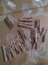 Mini Clips de madera Natural para fotos, pinza de ropa artesanal, decoración, suministros escolares, 25mm, 50 Uds.