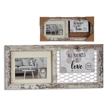 Gift Decor Photo Frame with Metal Mesh Background for 2 Photos, Picture Frame, Rustic Painted Wood, Metal (1,5 x 19 x 44 cm)
Gift Decor Photo Frame with Metal Mesh Background for 2 Photos, Picture Frame, Rustic Painted Wood, Metal (1,5 x 19 x 44 cm)