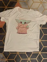Camisetas con gráficos del mandaloriano para mujer, playeras con estampado bonito de Baby Yoda para mujer, blusas blancas, camiseta informal Unisex