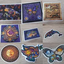 AQK 25 pzas/lote colorido sol luna que la paz mundial pegatinas Estilo bohemio pegatina Bohemia para Skateboard equipaje Laptop guitarra Coche