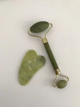 Rodillo masajeador Facial Gua Sha, rascador de doble cabeza, piedra de Jade, Estiramiento Facial de belleza para delgazar, masajeador para cara y cuello, elevación fina