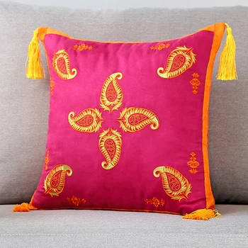 20" Bohemian Style Solid Color Exquisite Embroidery Multi-Color Pillowcase Soft Suede Cushion Cover Set With Tassel Bandanna 
20" Bohemian Style Solid Color Exquisite Embroidery Multi-Color Pillowcase Soft Suede Cushion Cover Set With Tassel Bandanna