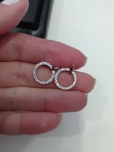 LByzHan-pendientes de tuerca redondos geométricos para mujer, de Plata de Ley 925, con diamantes de imitación de cristal, joyería bonita