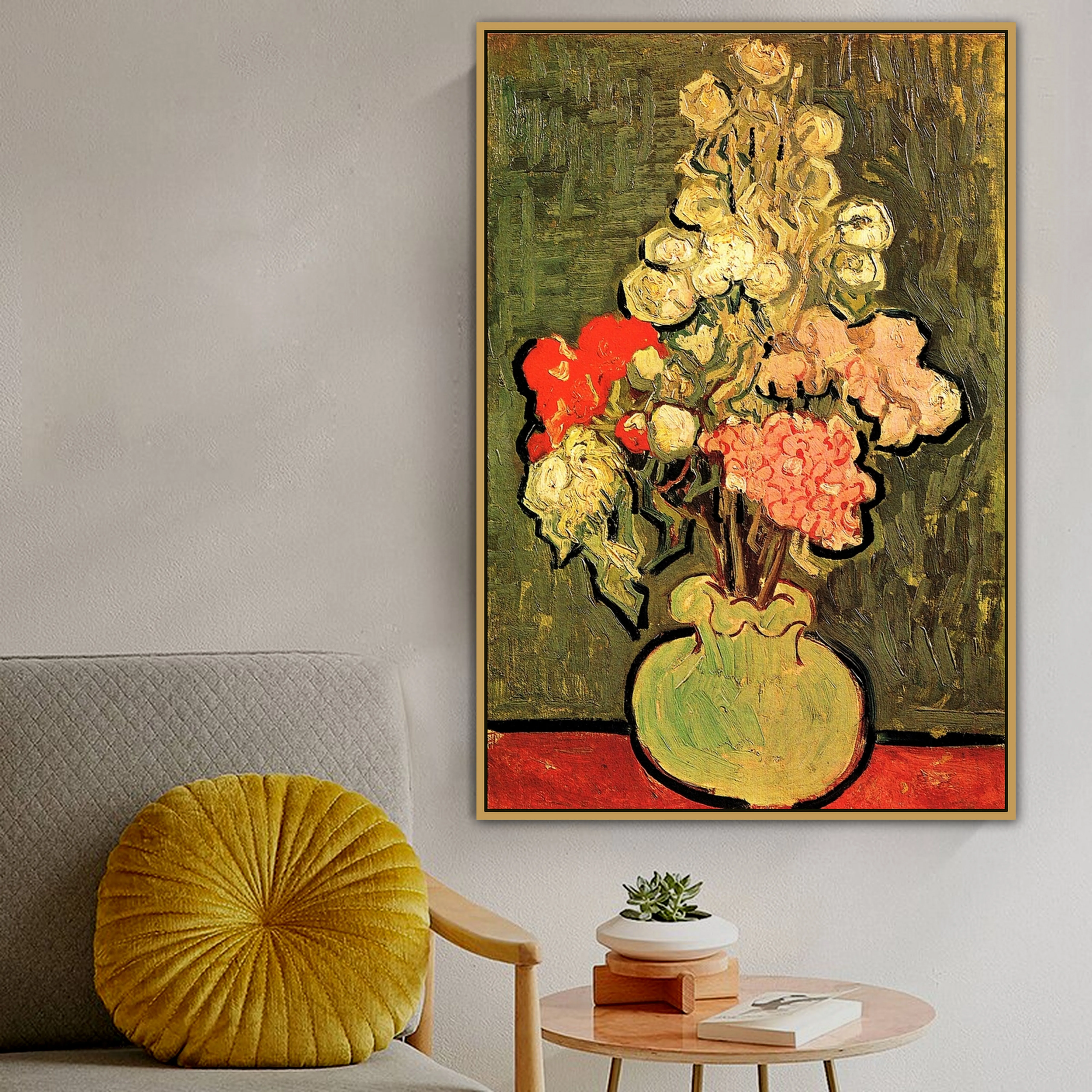 Vincent Old Famous Master Artist Still Life Vase with Rose Canvas Painting Poster Print for Room Decor Wall Artwork | Дом и сад