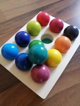 Bloques de construcción de arcoíris de madera para niños, juguetes de apilamiento de arcoíris, bolas, juguete educativo Montessori