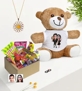 Personalized Valentine Caricature Of Nostalgic Lezzetler Plush Teddy Bear Daisy Necklace Gift Seti-18
Personalized Valentine Caricature Of Nostalgic Lezzetler Plush Teddy Bear Daisy Necklace Gift Seti-18
