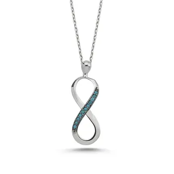 Angemiel 925 Silver Nano Turquoise Cubic Zirconia Infinity Necklace-Rose Gold Plated 
Angemiel 925 Silver Nano Turquoise Cubic Zirconia Infinity Necklace-Rose Gold Plated