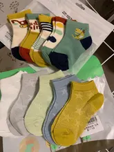 Calcetines de algodón transpirables para niños y bebés, calcetín de malla delgada para verano, medias deportivas a rayas de puntos, 5 par/set, a la moda