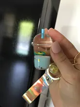 Llavero con forma de taza para niña, colgante de llavero para todo tipo de frutas, jugos, bebidas, Coche