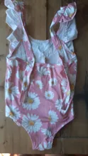 Bañador con estampado de margaritas para niña, traje de baño de una pieza con estampado de dibujos animados, para playa de niña, con volantes