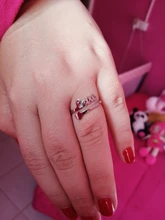 Anillo de boda de acero inoxidable con nombre de corazón y letras personalizadas para mujer, joyería de aniversario ajustable