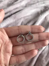 LByzHan-pendientes de tuerca redondos geométricos para mujer, de Plata de Ley 925, con diamantes de imitación de cristal, joyería bonita