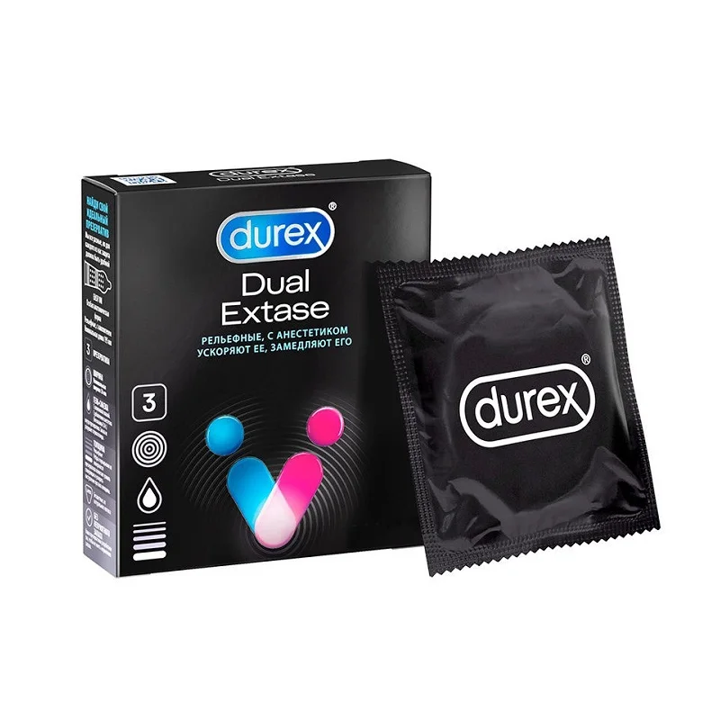 Презерватив Durex Dual Extase купить со скидкой в секс шопе  Презервативы  Комбинированные