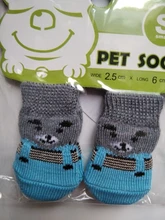4 Uds. De zapatos de perro cachorro cálido calcetines para mascotas acrílicos suaves, Calcetines antideslizantes de dibujos animados para perros pequeños y medianos, producto para mascotas S/M/L