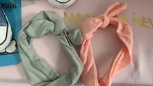 Diadema de algodón Para recién nacido, lazo sólido Para niña, diademas orejas Conejo, turbante, nudo, accesorios Para niña