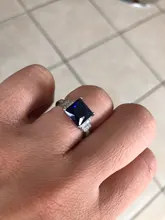 Huitan-anillo cuadrado azul con cuatro garras para mujer, diseño Vintage, Circonia cúbica de lujo, joyería femenina, anillos de boda