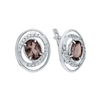 Silver earrings with раухтопазами and cubic zirconia sunlight sample 925 
Silver earrings with раухтопазами and cubic zirconia sunlight sample 925