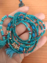 3-4 unids/set moda multicapa cuentas de piedra de cristal encantos borla Pulseras y brazaletes Pulseras Mujer pulsera Boho para Mujer regalo