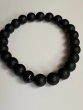 Pulsera de cuentas de ónix negro mate para hombre y mujer, brazalete de cuentas de energía para Yoga, regalo para novio, abalorios de piedra Natural de 8mm