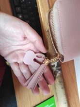 Cartera de cuero con diseño geométrico de lujo para mujer, monedero de Cremallera larga con diseño de borla, monedero femenino