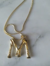 Lost Lady-collar con 26 letras de bambú y Metal dorado para mujer, colgante con inicial del alfabeto, cadena de eslabones, regalos de joyería