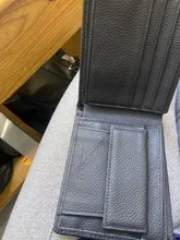 Billetera de cuero genuino para hombre, billetera de 100%, producto prémium, corta, negra, Cuero de vaca Real