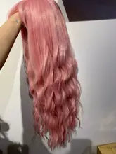 LOUIS FERRE largo degradado rojo rosado pelucas sintéticas azul púrpura Cosplay peluca con Bnags para las mujeres negras resistente al calor de fibra