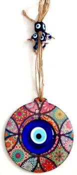 Wooden Mandala Patterned Glass Evil Eye Beaded Wall Decoration Unusual Gift Decor
Wooden Mandala Patterned Glass Evil Eye Beaded Wall Decoration Unusual Gift Decor