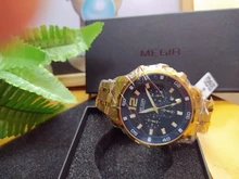Megir-relojes de cuarzo de acero inoxidable para hombre, cronógrafo analógico, de pulsera, dorado, luminoso, resistente al agua, 2068GGD-2N3