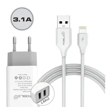 Movile charger USB plug for wall mobile with 2 output 1.5m Cable for iPhone iPAD 3.1A fast charging
Movile charger USB plug for wall mobile with 2 output 1.5m Cable for iPhone iPAD 3.1A fast charging