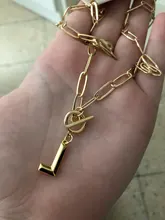 Collar con inicial de letra mayúscula para mujer, collar con colgante de alfabeto de A-Z dorado, Hip-Hop, cadena gruesa, hebilla OT