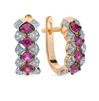 Gold earrings with rubies and diamonds sunlight sample 585
Gold earrings with rubies and diamonds sunlight sample 585