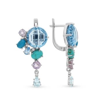 Silver earrings with turquoise, amethyst, topaz and cubic zirconia sunlight sample 925
Silver earrings with turquoise, amethyst, topaz and cubic zirconia sunlight sample 925