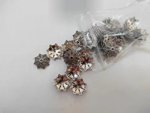 50 Uds. En forma de abalorios de tapas de cuentas, abalorios en forma de cuenta de Color plata antigua, accesorios de joyería