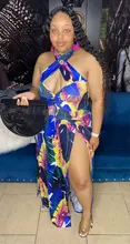 Vestido de verano de talla grande con dobladillo abierto, estampado, 4xl, 2021