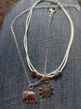 Tobilleras de capa múltiple Vintage para mujer, colgante de Sol de elefante, cadena de cuerda, pulsera de tobillo de pie para playa de verano, joyería