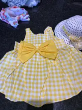 Conjunto de ropa de 2 piezas para niño de verano, vestidos de playa para bebé, bonito arco a cuadros, vestido de princesa de algodón sin mangas + sombrero para el sol 2012