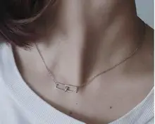 Collar de plata de ley 925 con colgante Rectangular brillante, gargantilla de circonia cúbica incrustada, regalo para niña, joyería exquisita NK064