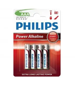 Pilas Philips bateria original Alcalina Tipo AAA LR03 1.5V blister 4X Unidades 
Pilas Philips bateria original Alcalina Tipo AAA LR03 1.5V blister 4X Unidades