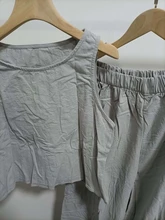 Chándal informal de dos piezas para mujer, conjunto de blusa lisa sin mangas y pantalones de camal ancho, trajes de moda para mujer 2021