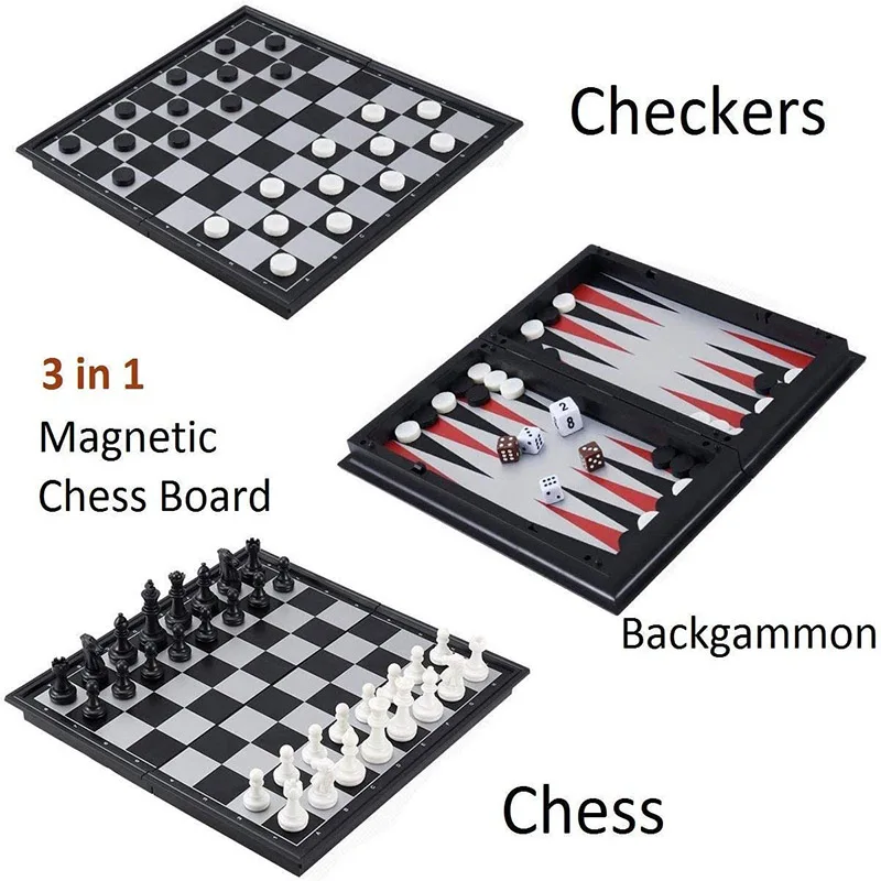 Luoyer 3 in 1 Magnetic Chess Set 12.4Inch/32cm Portable Travel Chess Backgammon Checker Set Folding Chessboard Chess Pieces
Luoyer 3 in 1 Magnetic Chess Set 12.4Inch/32cm Portable Travel Chess Backgammon Checker Set Folding Chessboard Chess Pieces