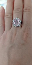 Anillo de piedra de cristal rosa para mujer, sortija de boda fina de Color plateado para mujer, sortija de compromiso de circonia cúbica con flor de novia delicada