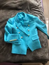 Designer Blazer Jacket Lion-Buttons Classic Baroque Double-Breasted Women's High-Quality