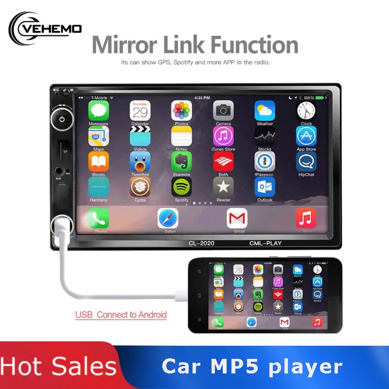 Vehemo Car MP5 Player MP5 7-Inch Touch Screen Multifunctional Universal AUX FM TF CL-2020 Car Stereo Hands-Free Remote Control
Vehemo Car MP5 Player MP5 7-Inch Touch Screen Multifunctional Universal AUX FM TF CL-2020 Car Stereo Hands-Free Remote Control