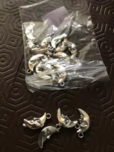 Abalorios de cara de luna de 15 Uds., colgantes de Color plata antigua de 19x9mm, fabricación artesanal, búsqueda de joyería tibetana