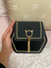 Longlight-Bolso de hombro de piel sintética para mujer, bandolera hexagonal de cuero sintético, con cadena, lijado